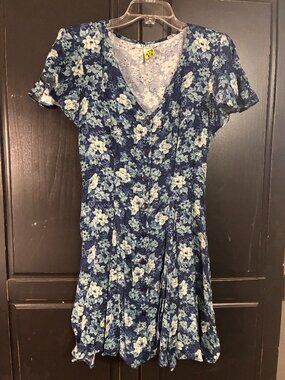 Vintage Rampage Y2K Floral Print Dress Size 7 Grunge Tie Corset Back